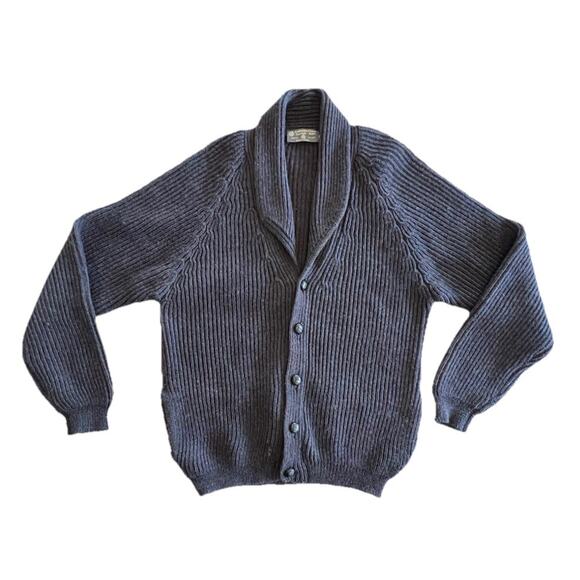 Vintage Shawl Collar Wool Cardigan Size Large Made in Britain Grandpa Sweater - Picture 1 of 12